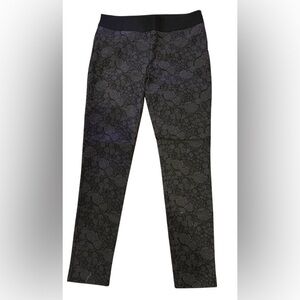 Have Brand Jacquard Floral Patterned Black Leggings with stretch side zip waist.